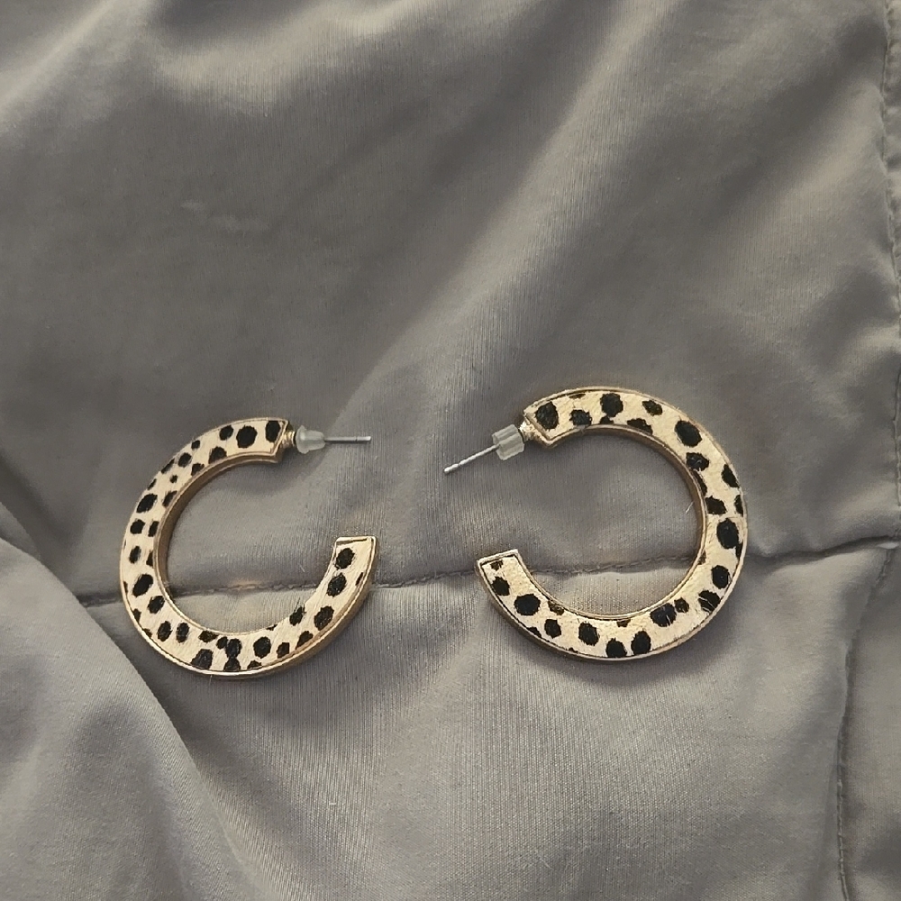 Leopard Print Hoop Earrings